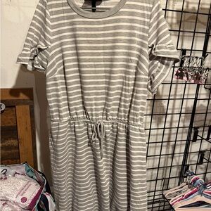Lane Bryant Gray Striped Midi Dress